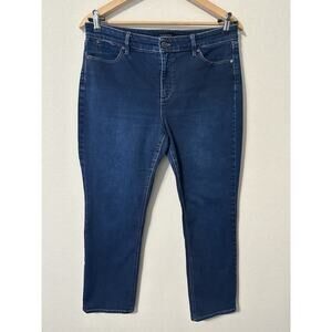 Talbot's Flawless 5 Pocket Jean Women's Size 14P Curvy Straight Dark Wash Preppy